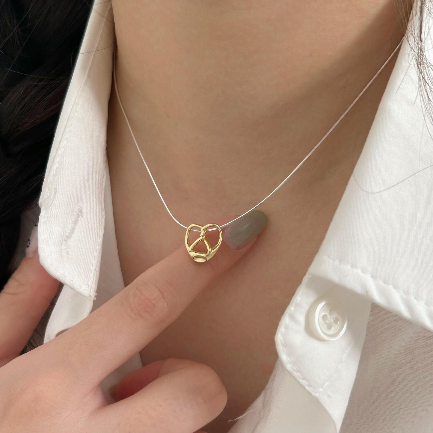 Minimalist Heart-Shaped 925 Sterling Silver Snake Chain Necklace with Plated Finish