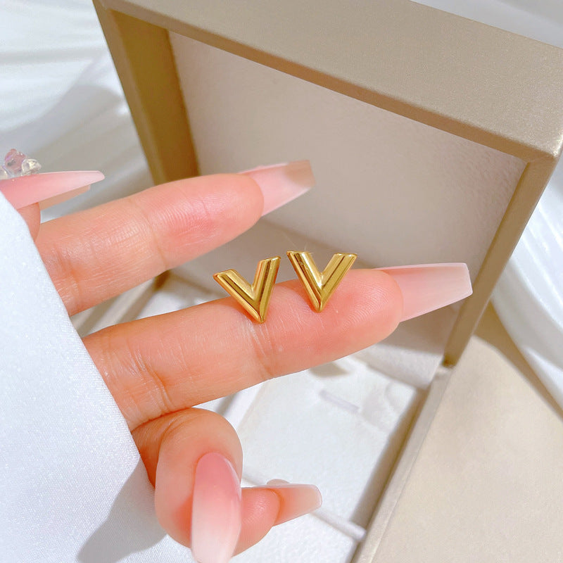 Minimalist Titanium Steel Geometric Stud Earrings for Women