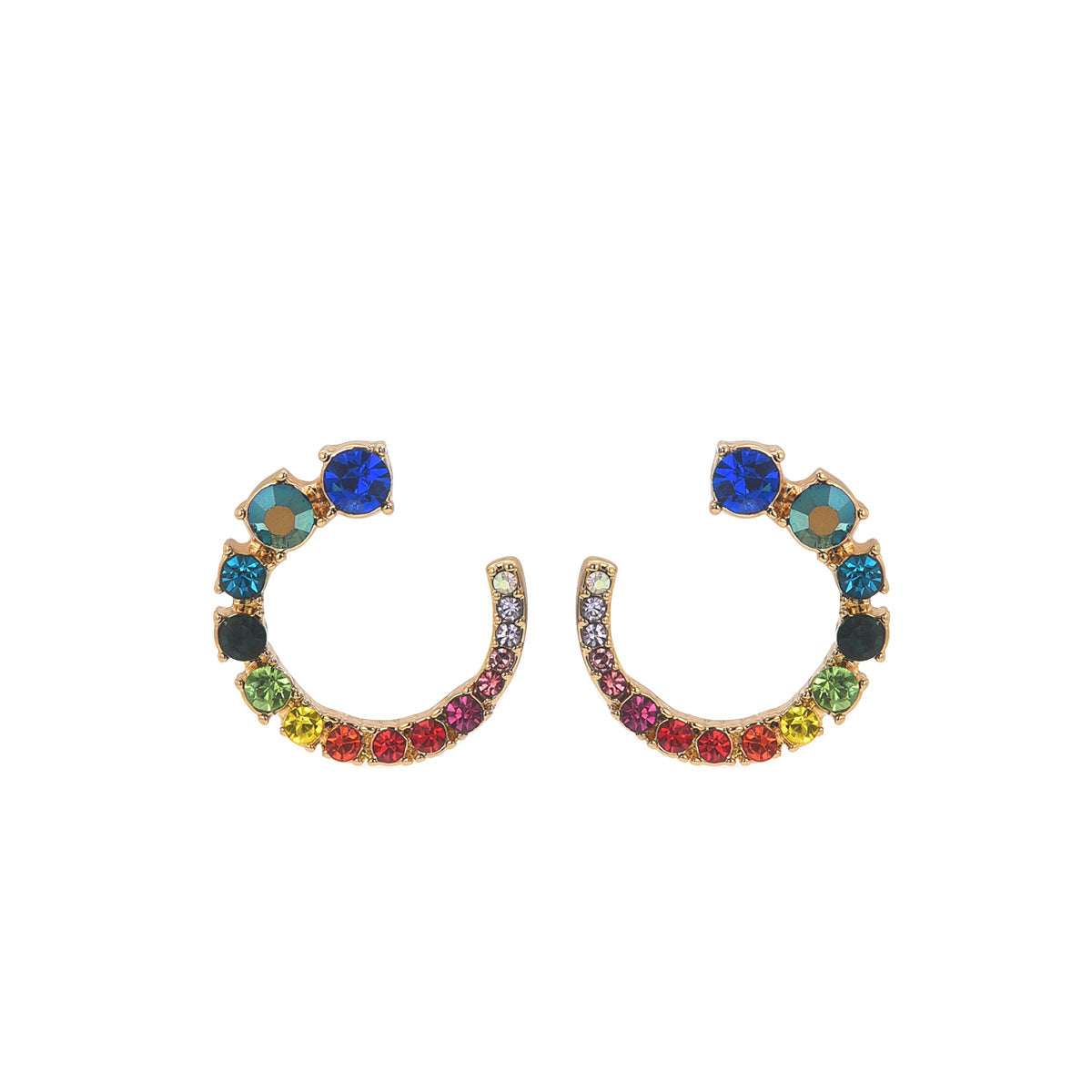 Orecchini geometrici alla moda da donna in lega di zinco con strass intarsiati, design circolare e a pois, minimalisti, per l'uso quotidiano