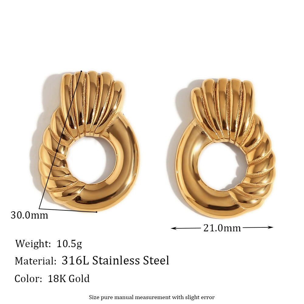Orecchini in acciaio inossidabile geometrici d'ispirazione vintage con placcatura in oro 18 carati da donna