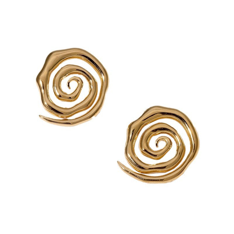 Minimalist Geometric Stainless Steel Gold-Plated Earrings with Clean Line Design for Women