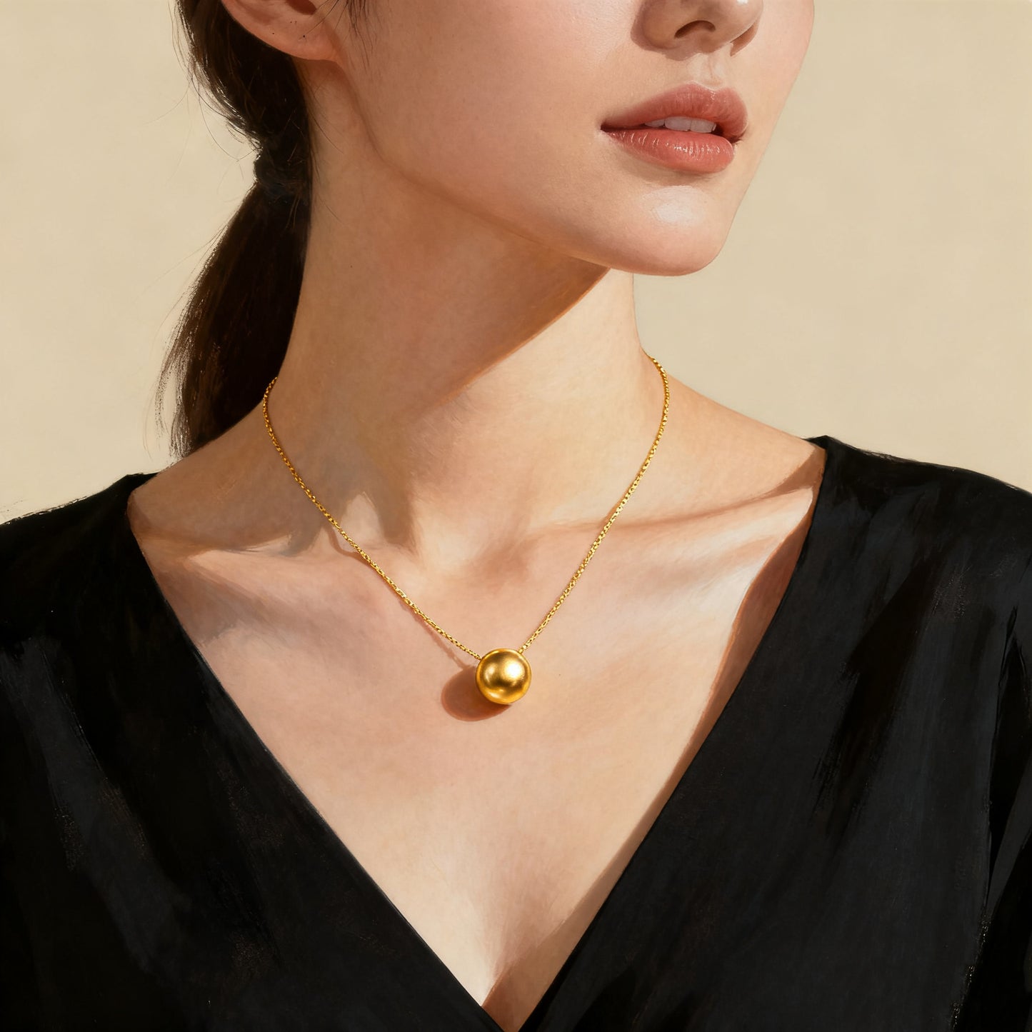 Elegante collana a maglie a serpente in acciaio inossidabile placcato oro 18K con motivo geometrico rotondo