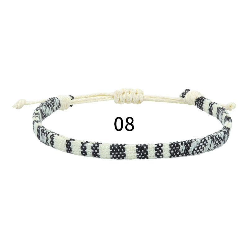 Bohemian Rainbow Braided Cotton Linen Anklet Unisex Adjustable Foot Jewelry