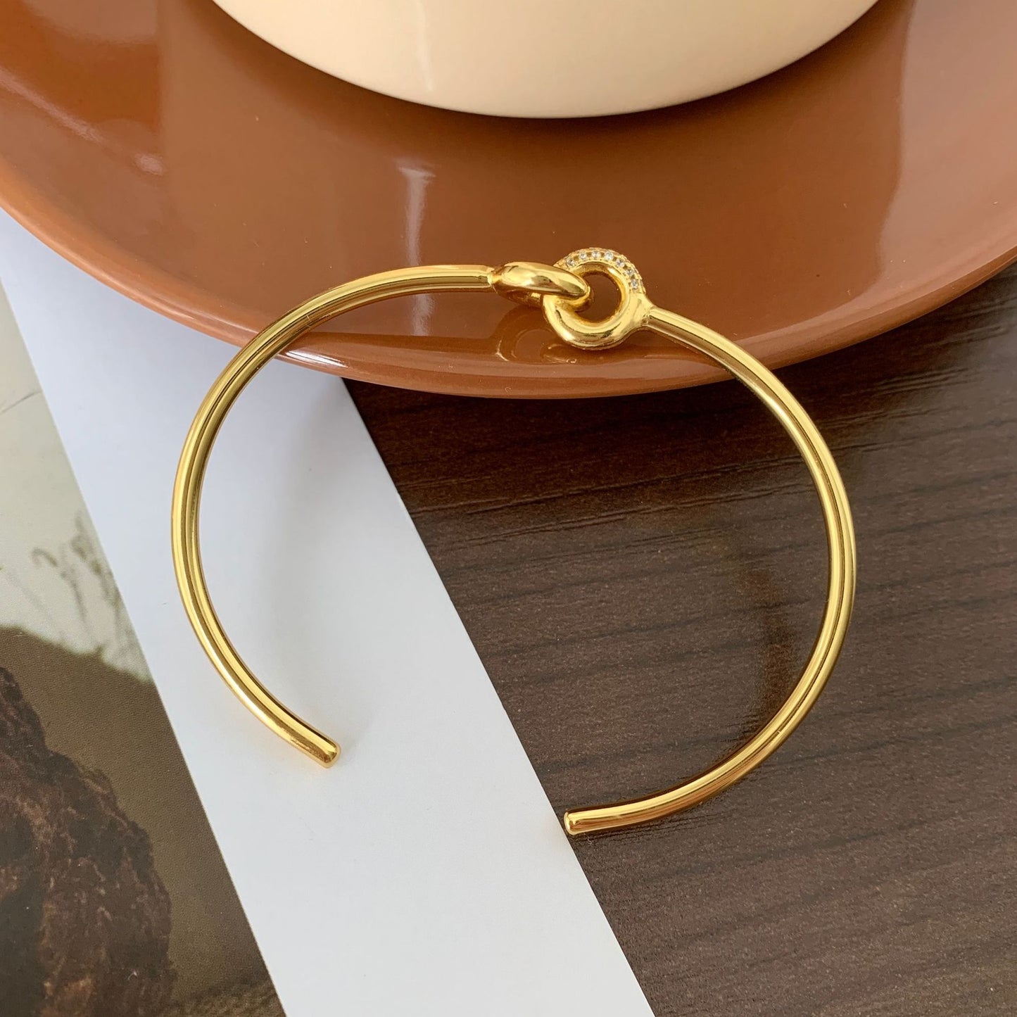 Minimalist Geometric S925 Sterling Silver Cuff Bracelet Handcrafted for Women