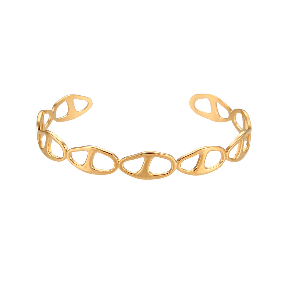 Bracciale Minimalista in Acciaio Inossidabile con Polsino a Treccia Intrecciata Regolabile e Superficie Testurizzata