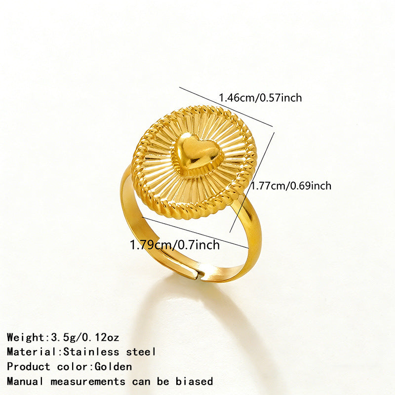 Anello Aperto da Donna Minimalista a Cuore Geometrico in Acciaio Inossidabile Placcato