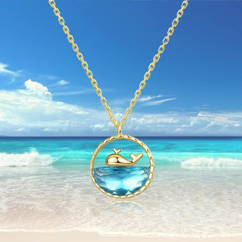 Collar Minimalista de Cola de Ballena de Acero Titanio Geométrico Dulce con Cadena de Cable con Baño de PVD para Mujer
