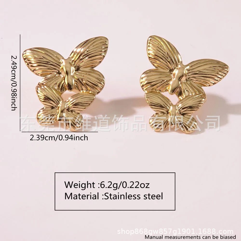 Beach Style Stainless Steel Geometric Starfish Shell Stud Earrings for Women