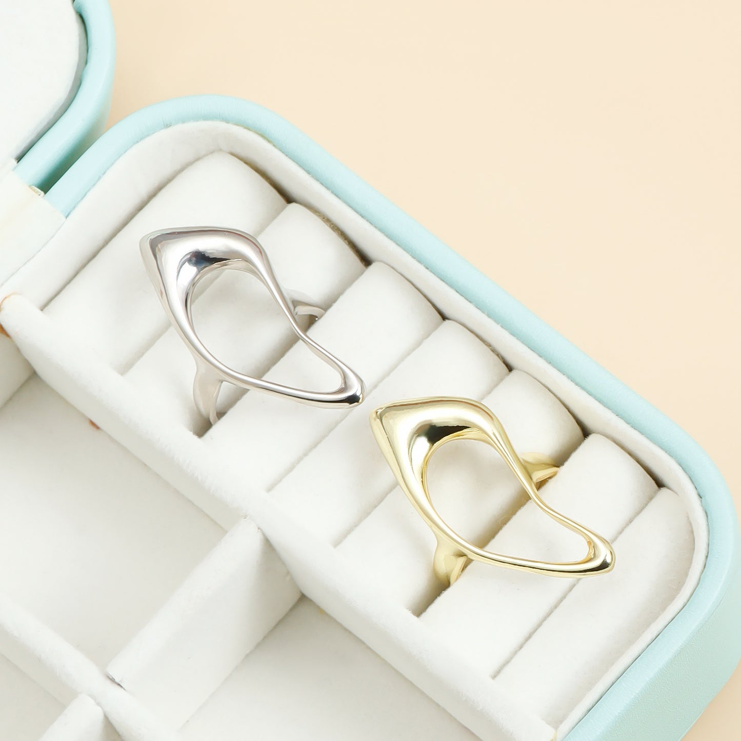 Minimalist Geometric Adjustable Open Ring for Women in Plated Metal