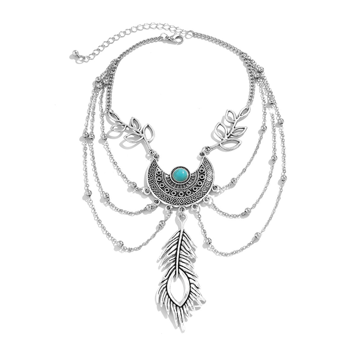 Bracciale rigido da donna bohémien turchese con nappe e fascia in metallo regolabile con finitura placcata