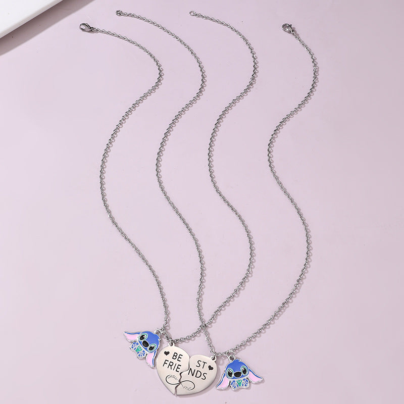 Collar minimalista de aleación con lazo y colgante de resina para niños, acabado esmaltado, cadena de cuentas redondas