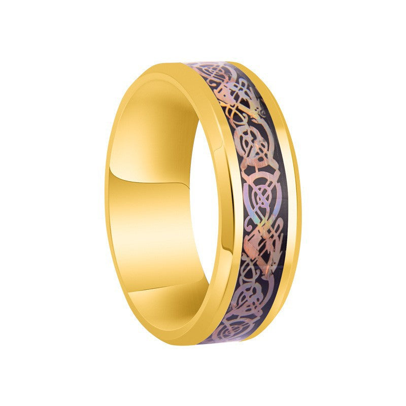 Vintage Geometric Titanium Steel Plated Ring Unisex Stainless Steel Jewelry