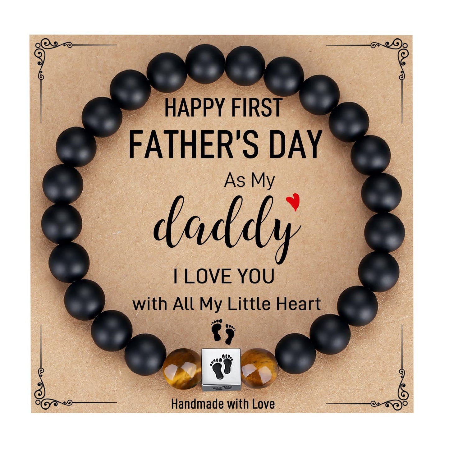 Men's Casual Matte Tiger Eye and Stainless Steel Geometric Bracelet