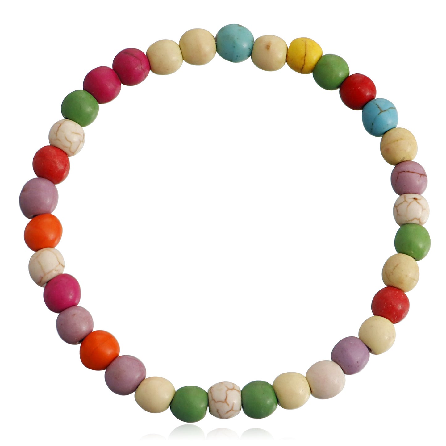 Vintage-Inspired Geometric Turquoise Beaded Elastic Bracelet for Women with Alloy Base and Plated Finish