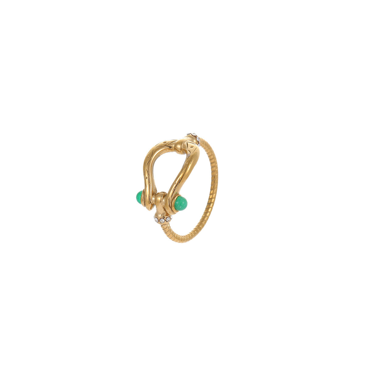 Anillo minimalista geométrico de acero inoxidable con baño de oro de 18 quilates para mujer, banda ajustable apilable