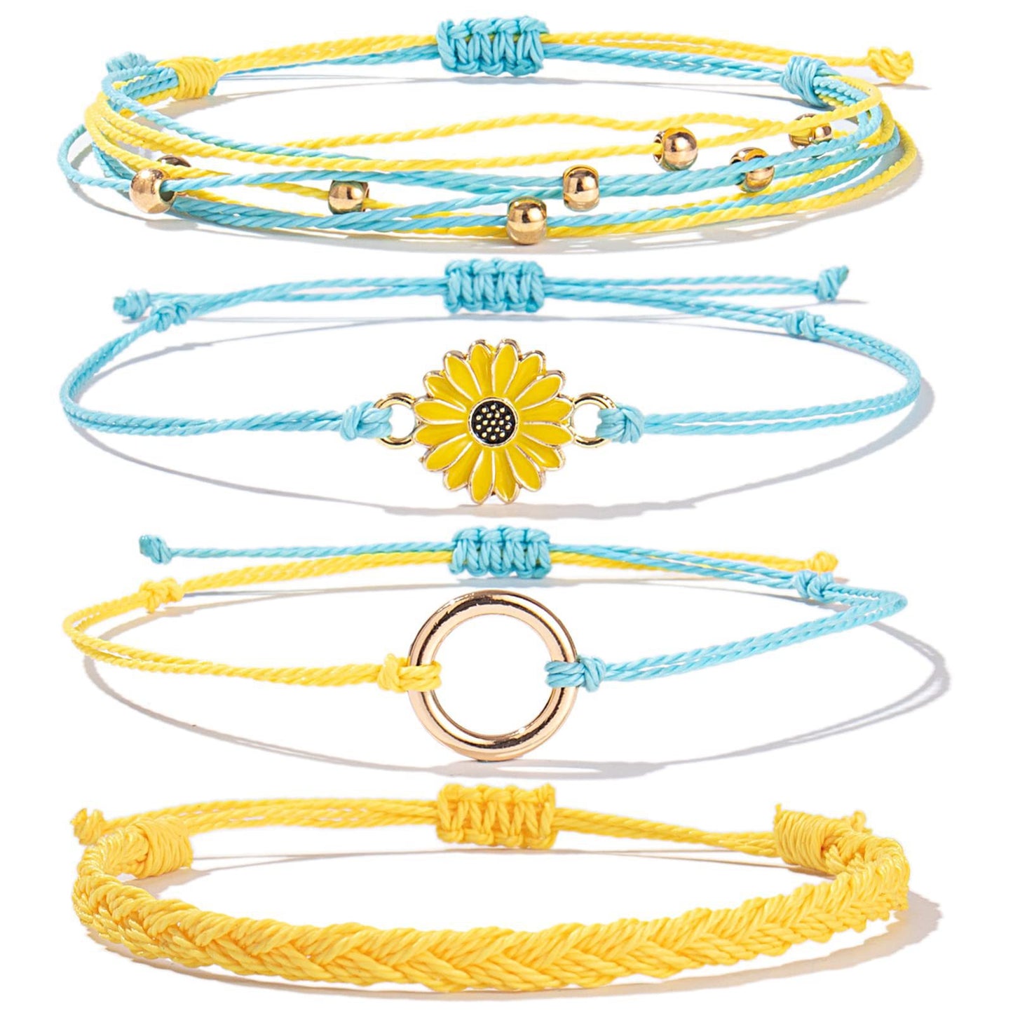 Bohemian Floral Sunflower Handmade Woven Bracelet for Women
