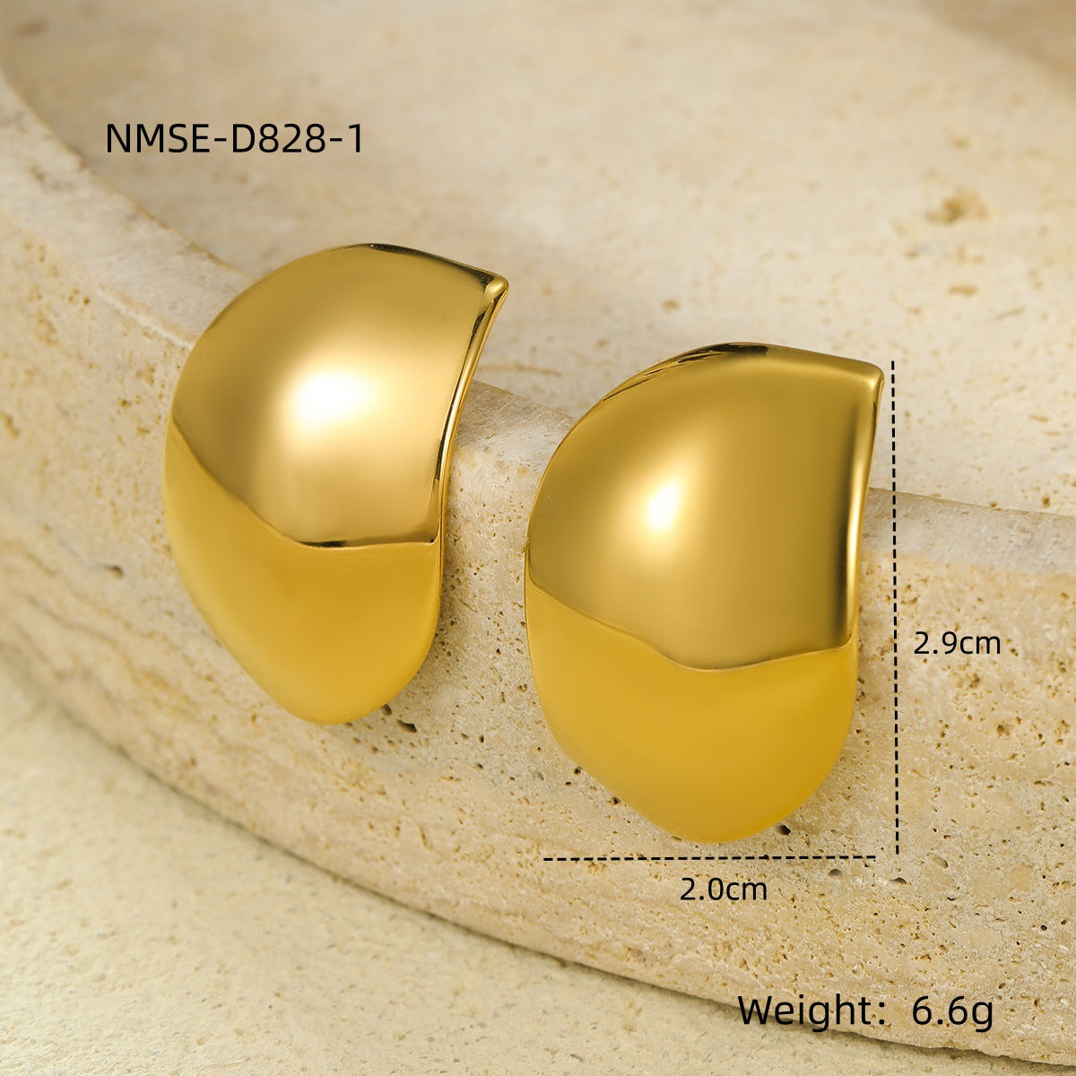 Orecchini a perno da donna vintage geometrici in acciaio inossidabile con finitura placcata, gioielli di lusso leggeri dalla forma irregolare