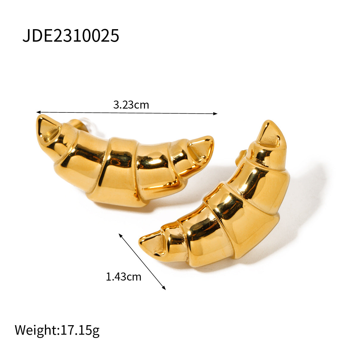 Orecchini a perno geometrici minimalisti in acciaio inossidabile con placcatura in oro 18K, design a barra con texture a onda per donne