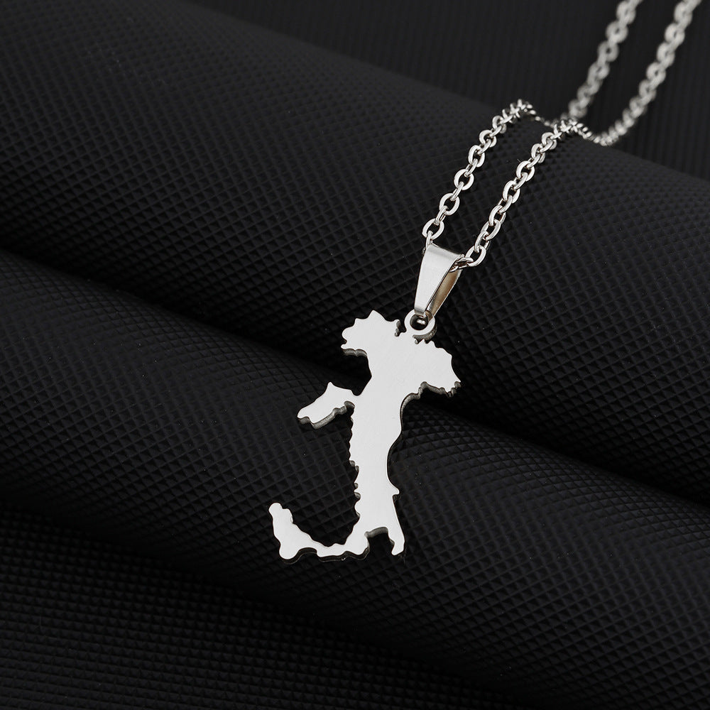 Collana con ciondolo geometrico minimalista in acciaio inossidabile con finitura smaltata per donna e uomo