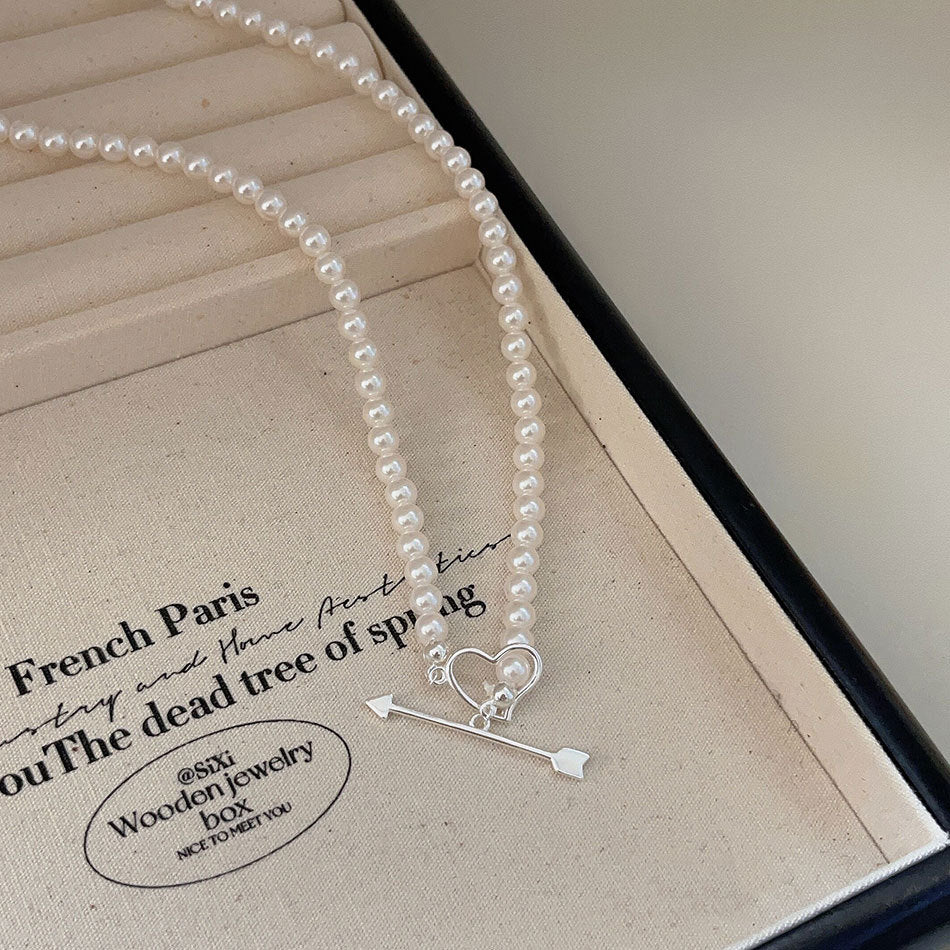 Minimalist Cupid Pendant Necklace for Women with 925 Sterling Silver Chain and Crystal Pearl Accents in Rainbow Hue