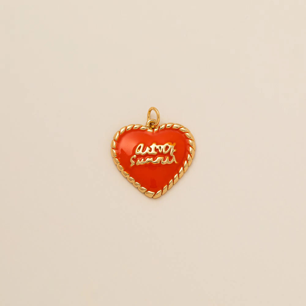 Sweet Gold Plated Titanium Steel Heart Bow Geometric Pendant Necklace for Unisex