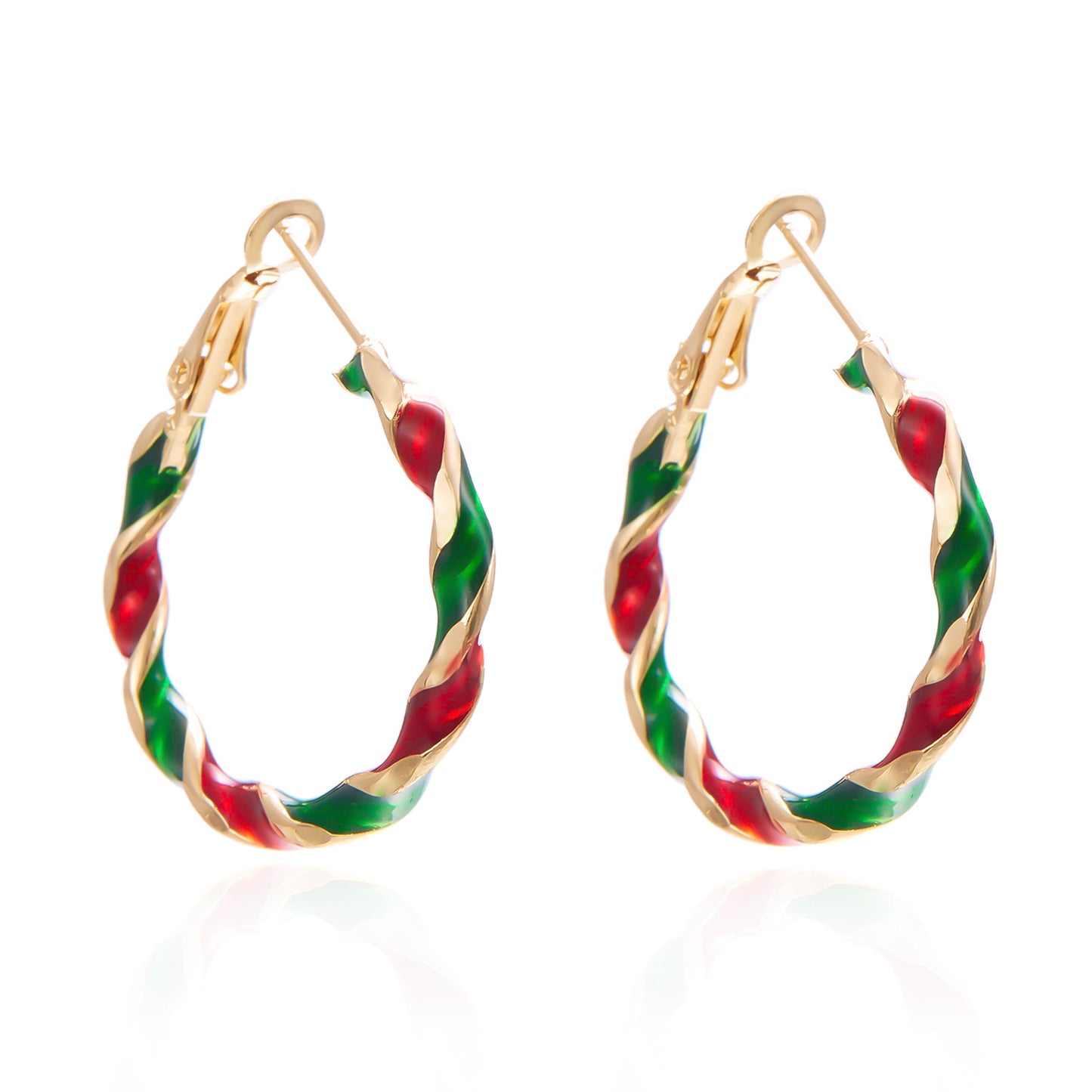 Fashionable Christmas Spiral Geometric Acrylic Hoop Earrings with Plated Finish for Women