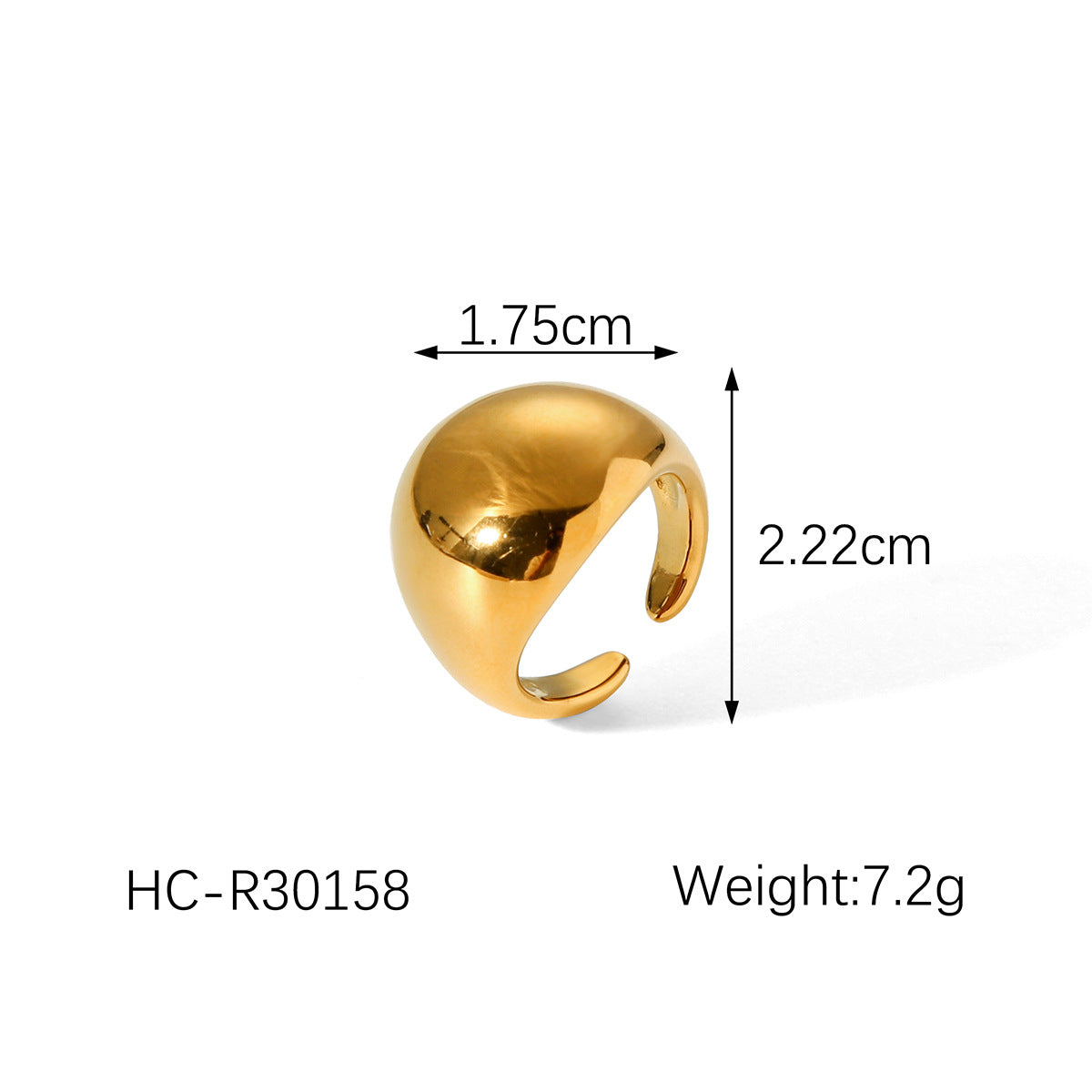 Anello curvo grosso in acciaio inossidabile placcato oro con design geometrico minimalista da donna