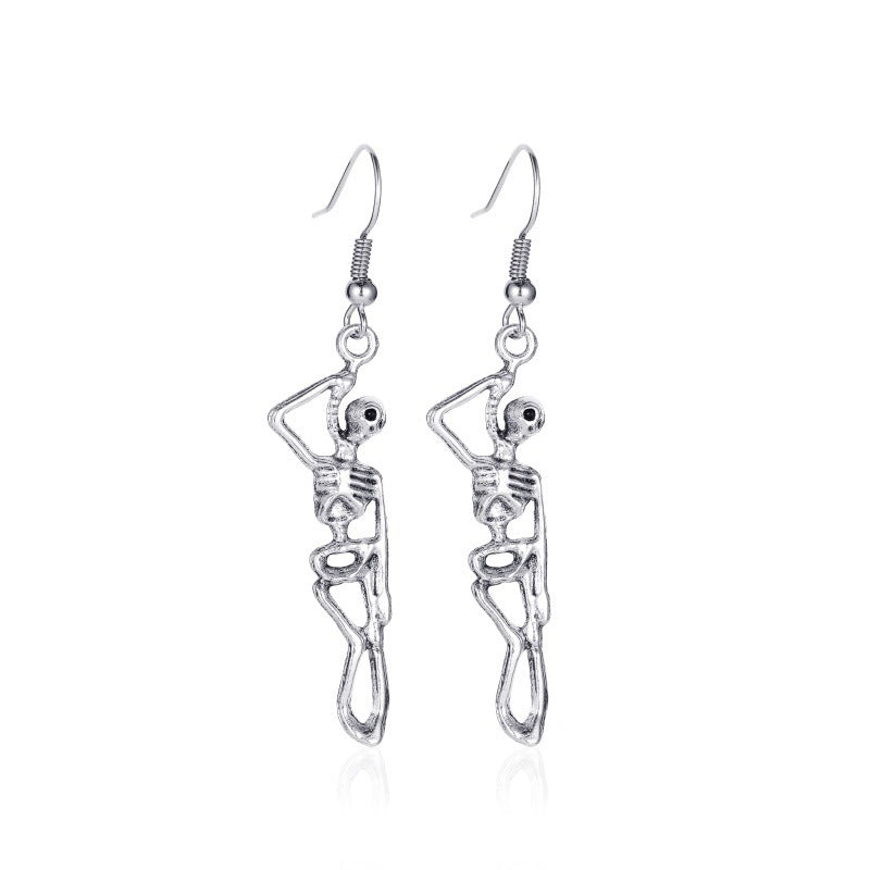 Pendientes de aleación con diseño de calabaza y calavera, estilo punk, chapados en oro, para mujer, temáticos de Halloween
