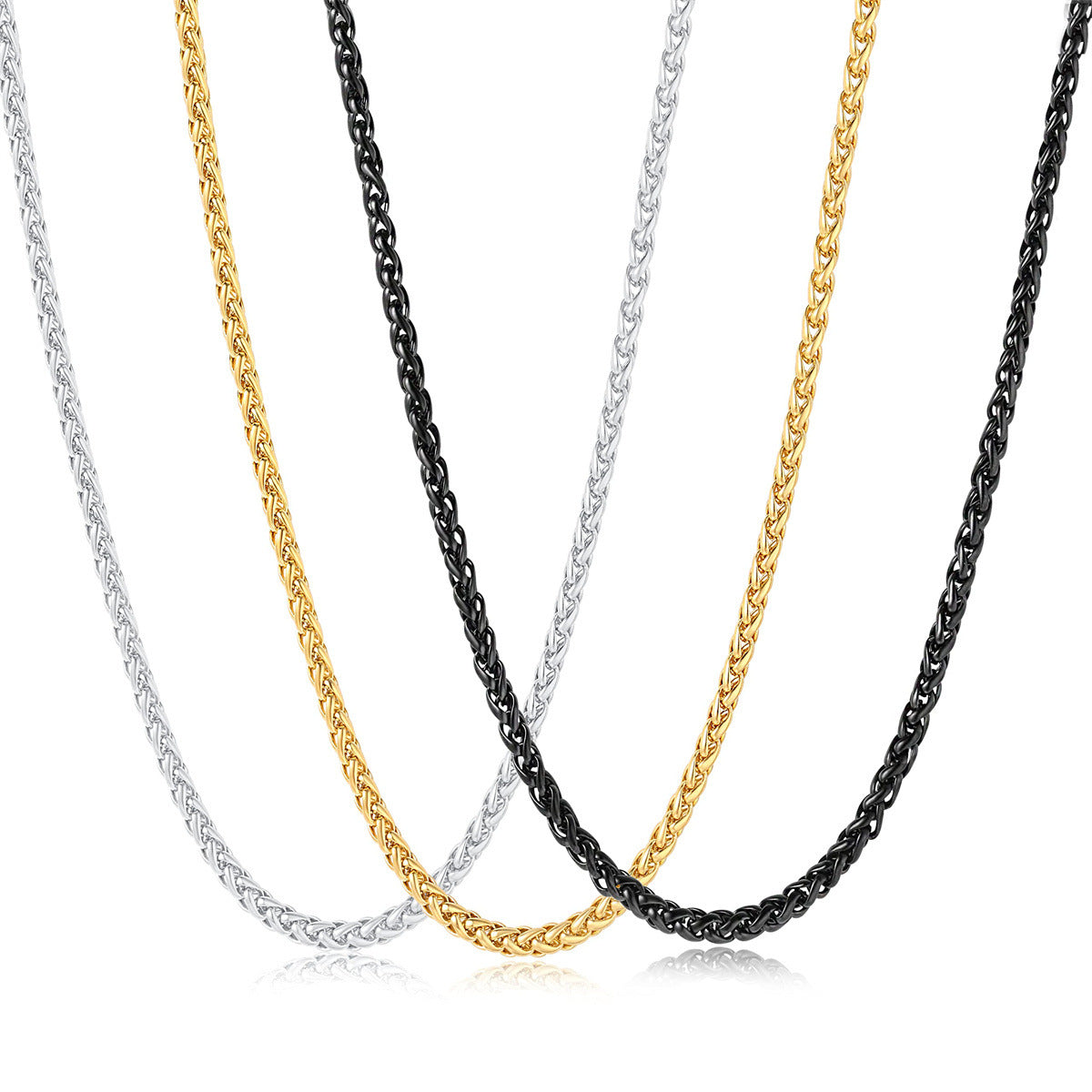 Plated Stainless Steel Snake Chain Necklace with Titanium Steel Pendant Charm Bar for Unisex