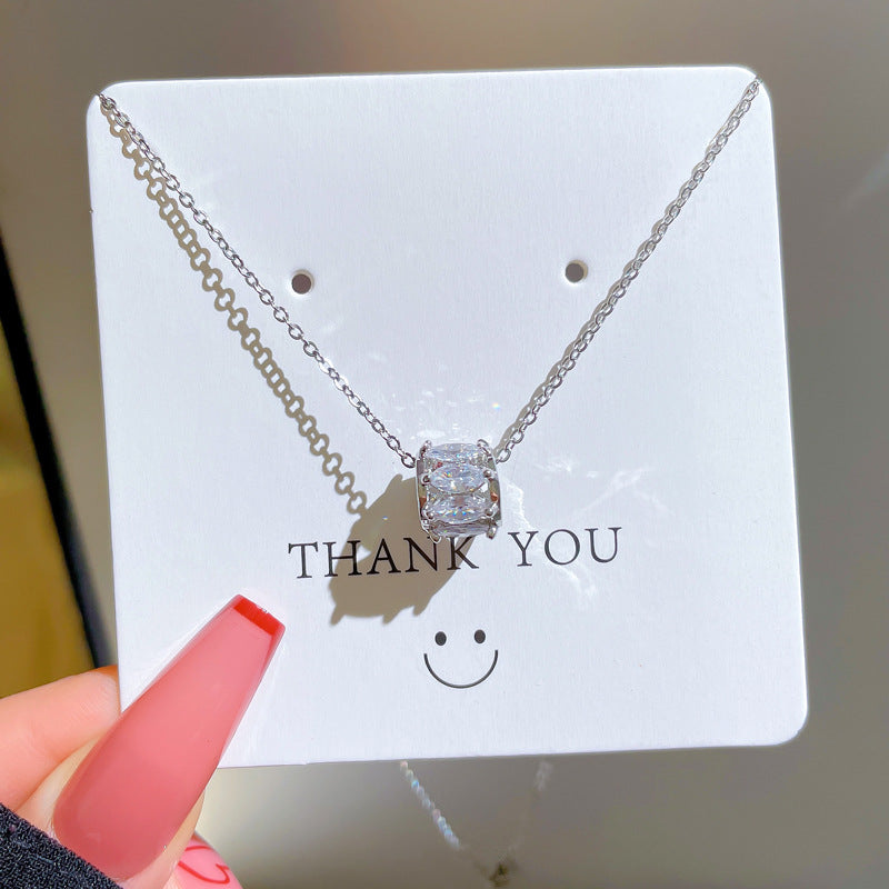 Luxury Geometric Collar Necklace for Women Titanium Steel with Rhinestone Inlay