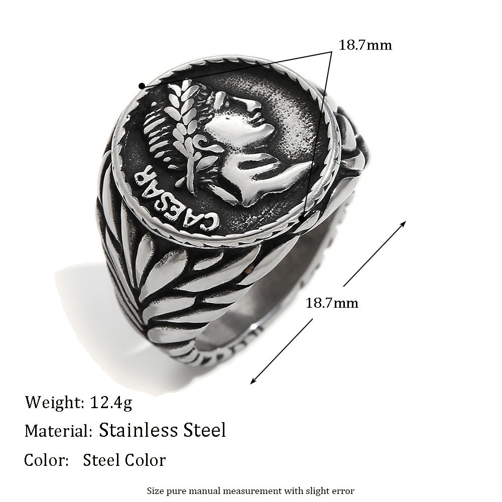 Fashionable Geometric Stainless Steel Ring for Men with 18K Gold Plating Vintage-Inspired Hip-Hop Design