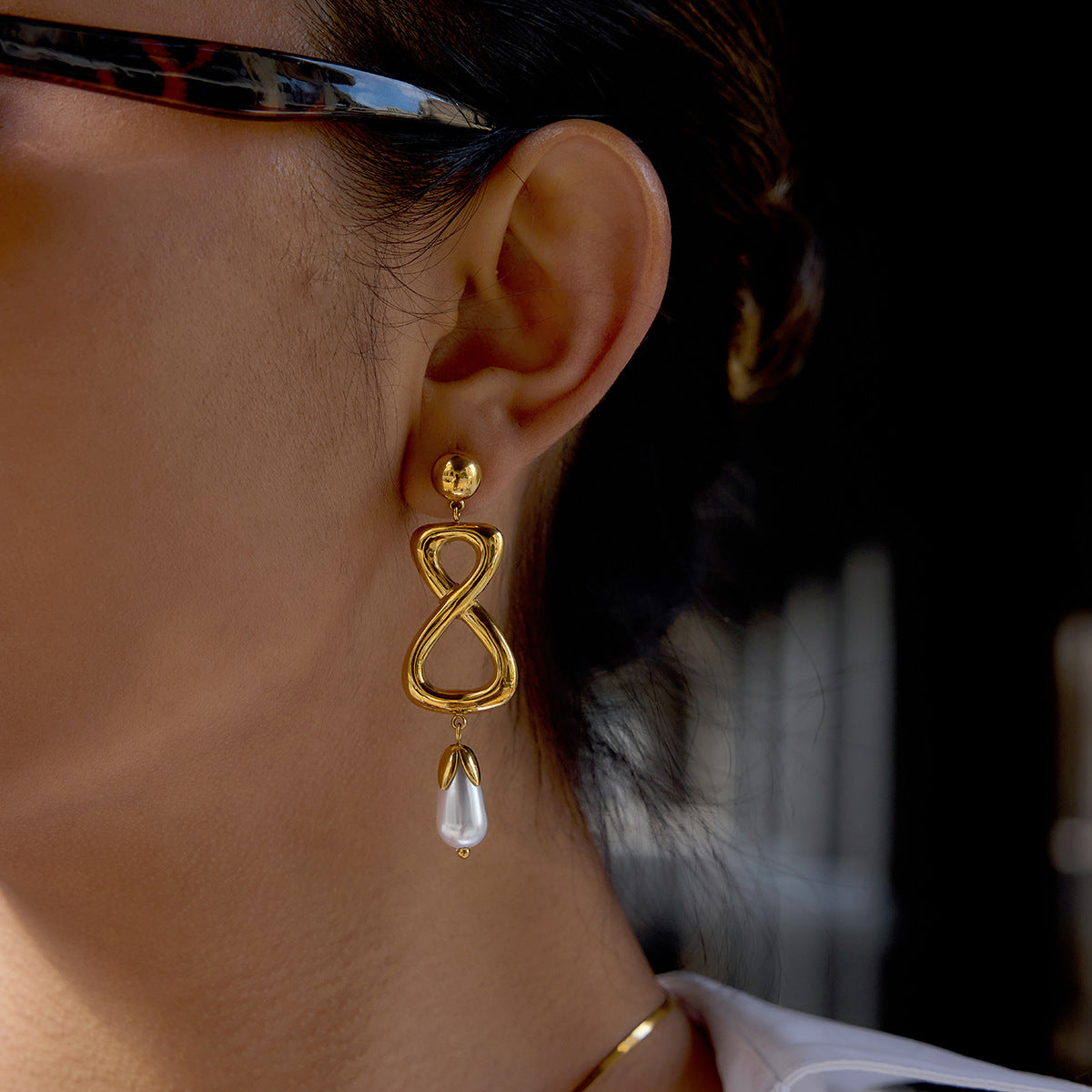 Pendientes geométricos de acero inoxidable con chapado de oro al vacío PVD para mujer, joyería de moda minimalista de lujo