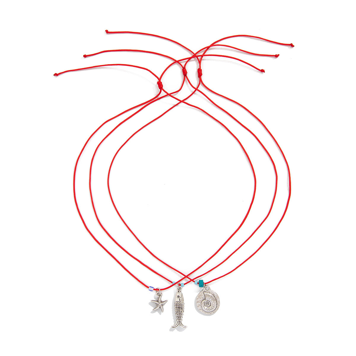 Layered Plated Alloy Fish & Shell Pendant Necklace for Women