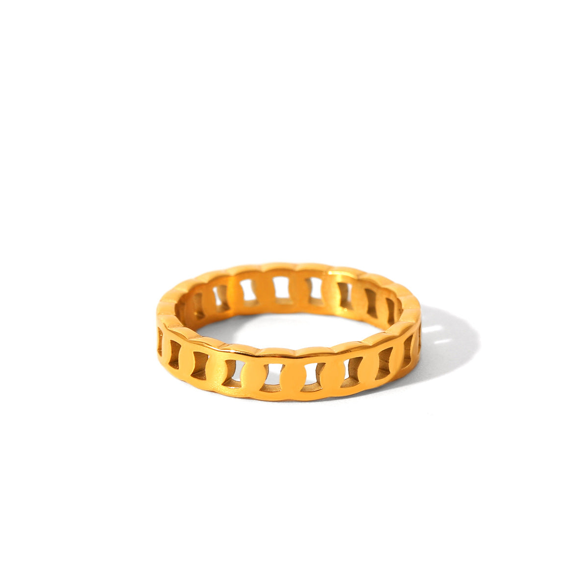 Anello da donna minimalista in acciaio inossidabile placcato oro 18 carati con intarsio di strass