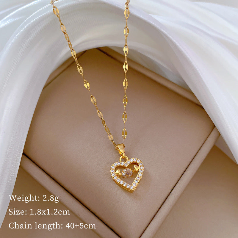 Collana Rotante con Strass di Lusso per Uomo e Donna in Acciaio al Titanio con Pendente Geometrico Girocollo