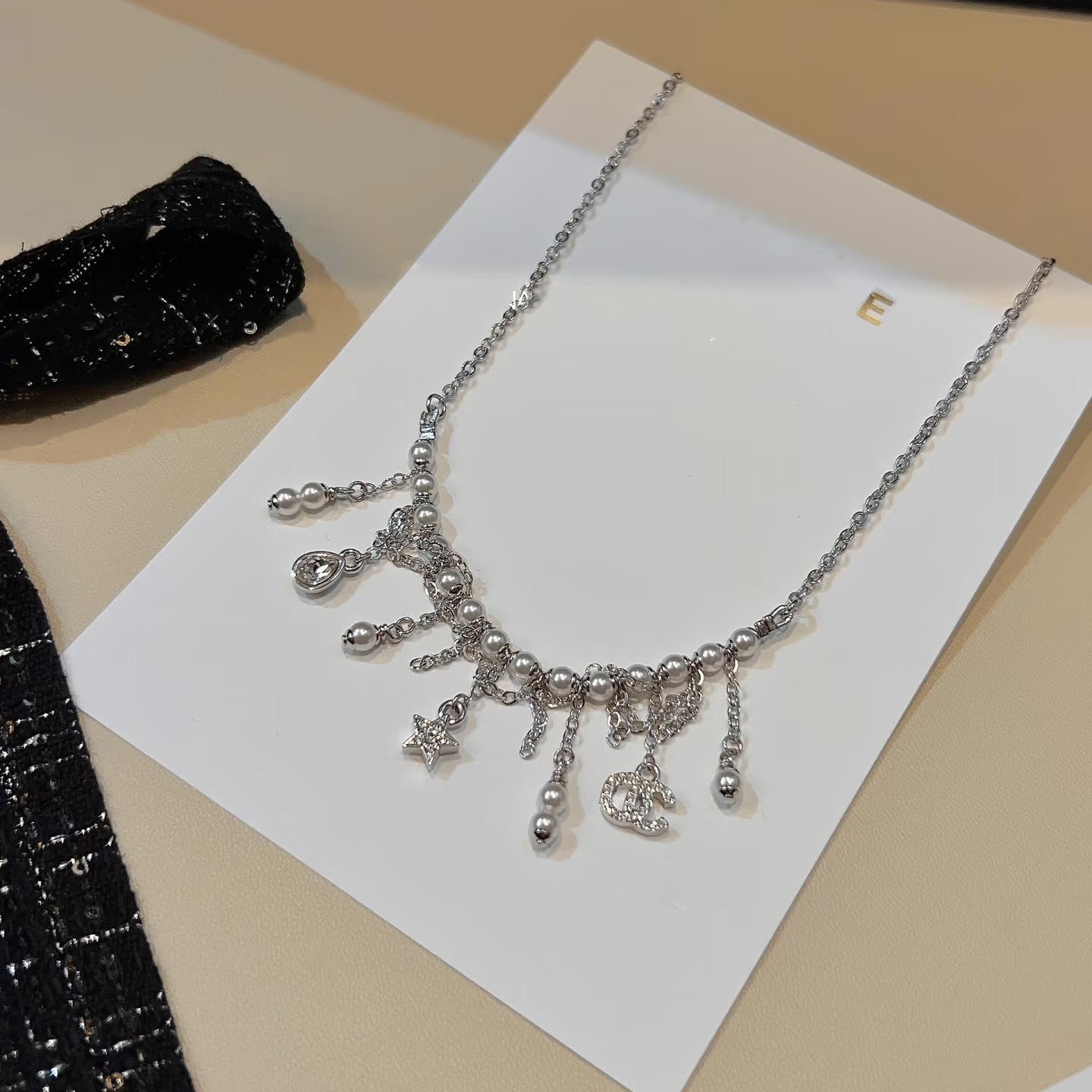 Elegant Gold Plated Brass Letter Star Pearl Pendant Necklace for Women