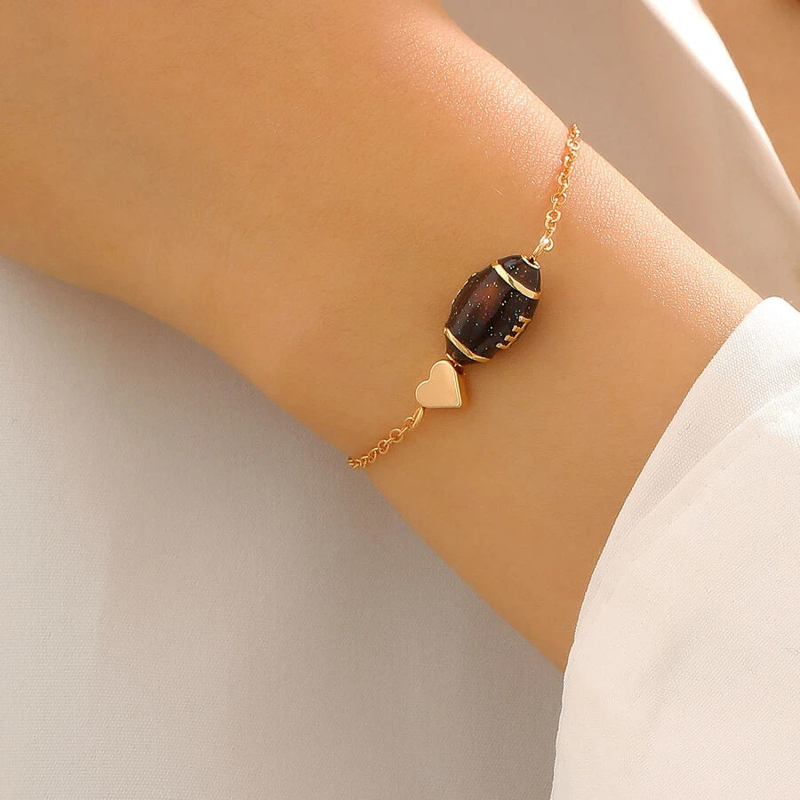 Collar deportivo geométrico de corazón de aleación de zinc chapado para mujer