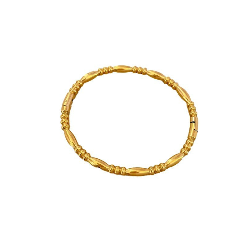 Pulsera Zen Minimalista de Acero de Titanio con Acabado Chapado para Mujer y Hombre