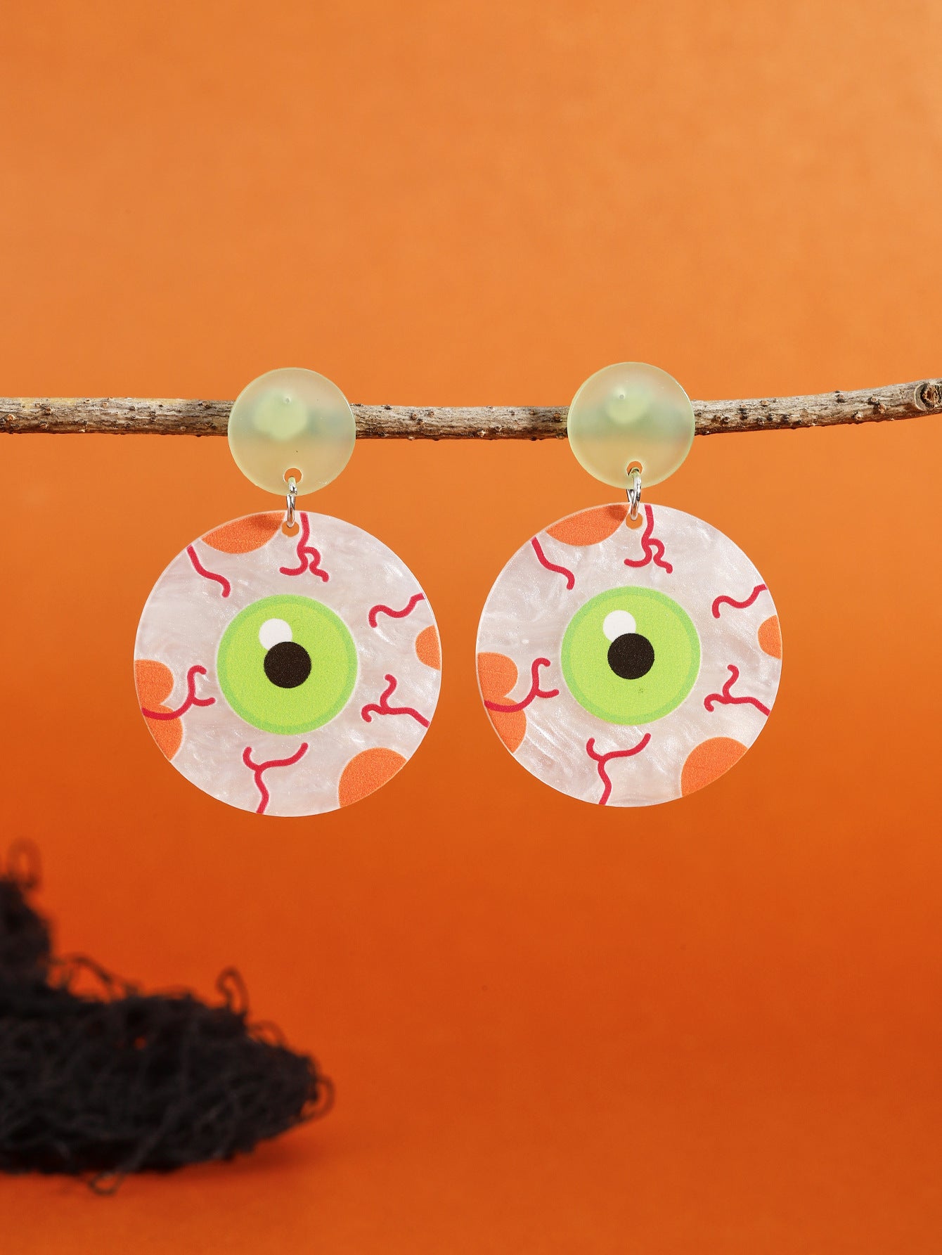 Juego de pendientes de Halloween estilo dibujos animados con diseño de calabaza, aretes de aleación y postes de acero inoxidable para mujer