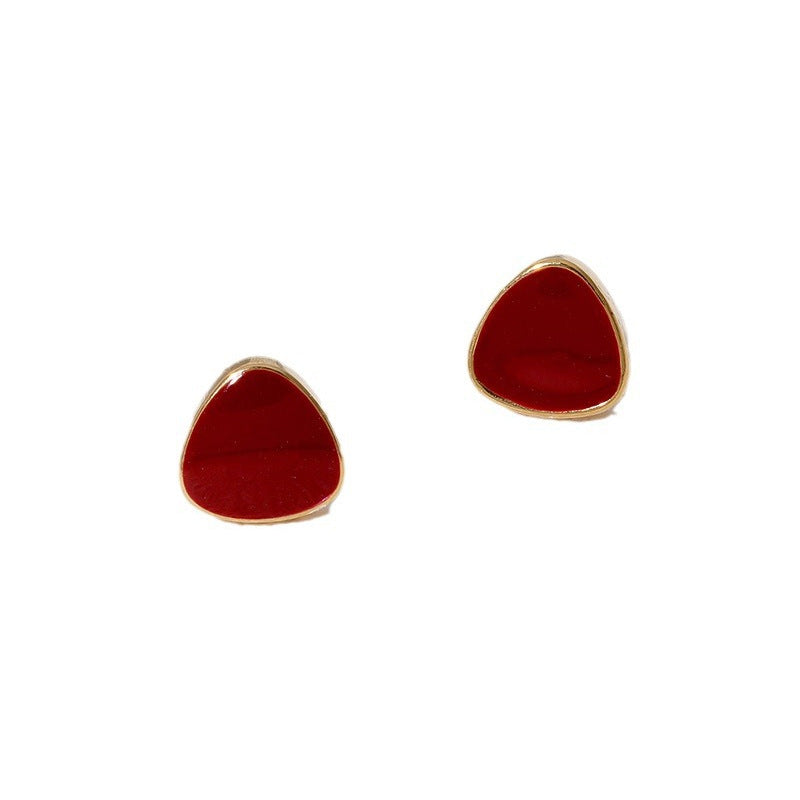 Orecchini a perno da donna alla moda con triangolo geometrico minimalista in smalto placcato oro 18 carati in acciaio inossidabile