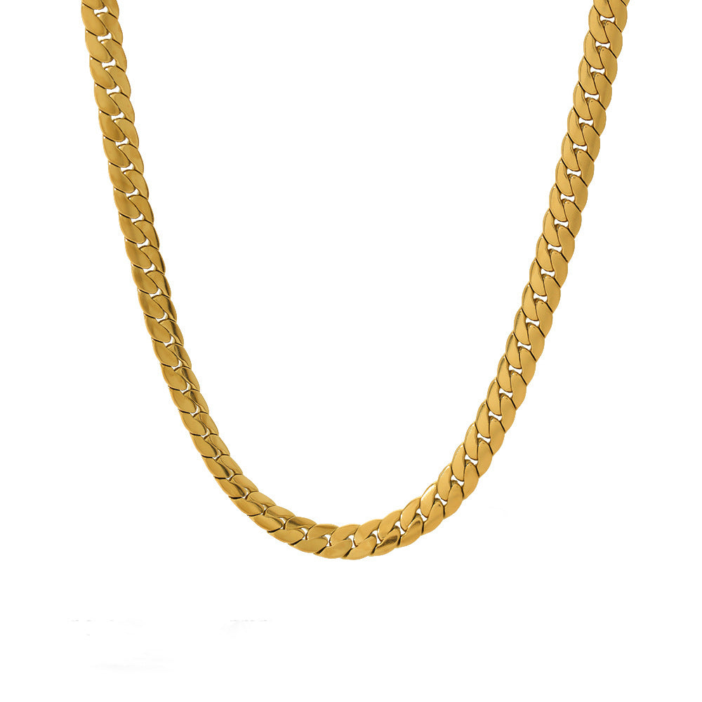 Minimalist Stainless Steel Snake Chain Necklace for Women with 18K Gold Plating, Flat Link Design, Fade-Resistant Fashion Jewelry