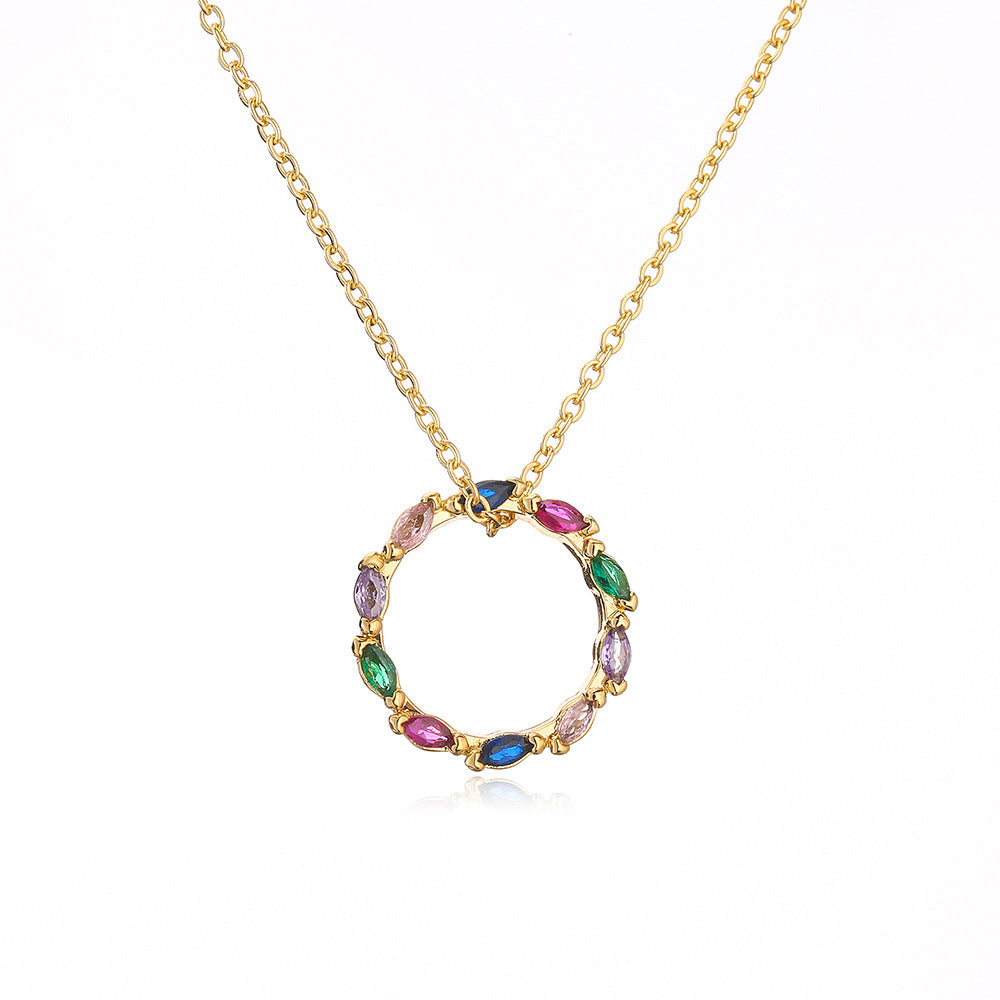 Minimalist Geometric Pendant Necklace for Women in Copper with Real Gold Plating and Micro-Pave Zirconia