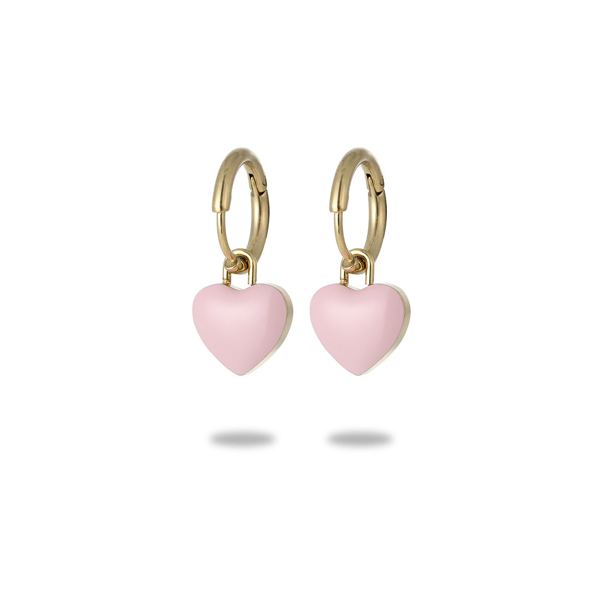 Orecchini da donna alla moda a forma di cuore in acciaio al titanio con smalto minimalistici