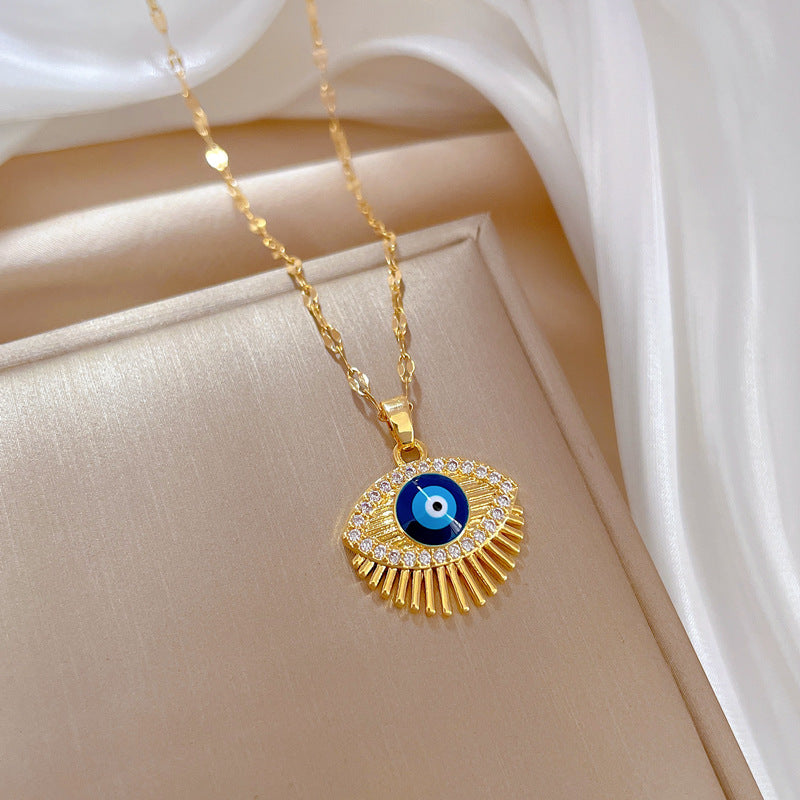 Collana geometrica da donna in acciaio al titanio di lusso, catena per clavicola dolce e fresca