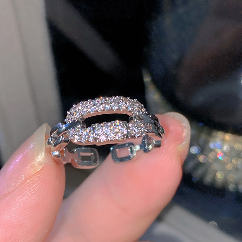Sweet Elegant Heart Butterfly Brass Ring with Cubic Zirconia Handmade Adjustable
