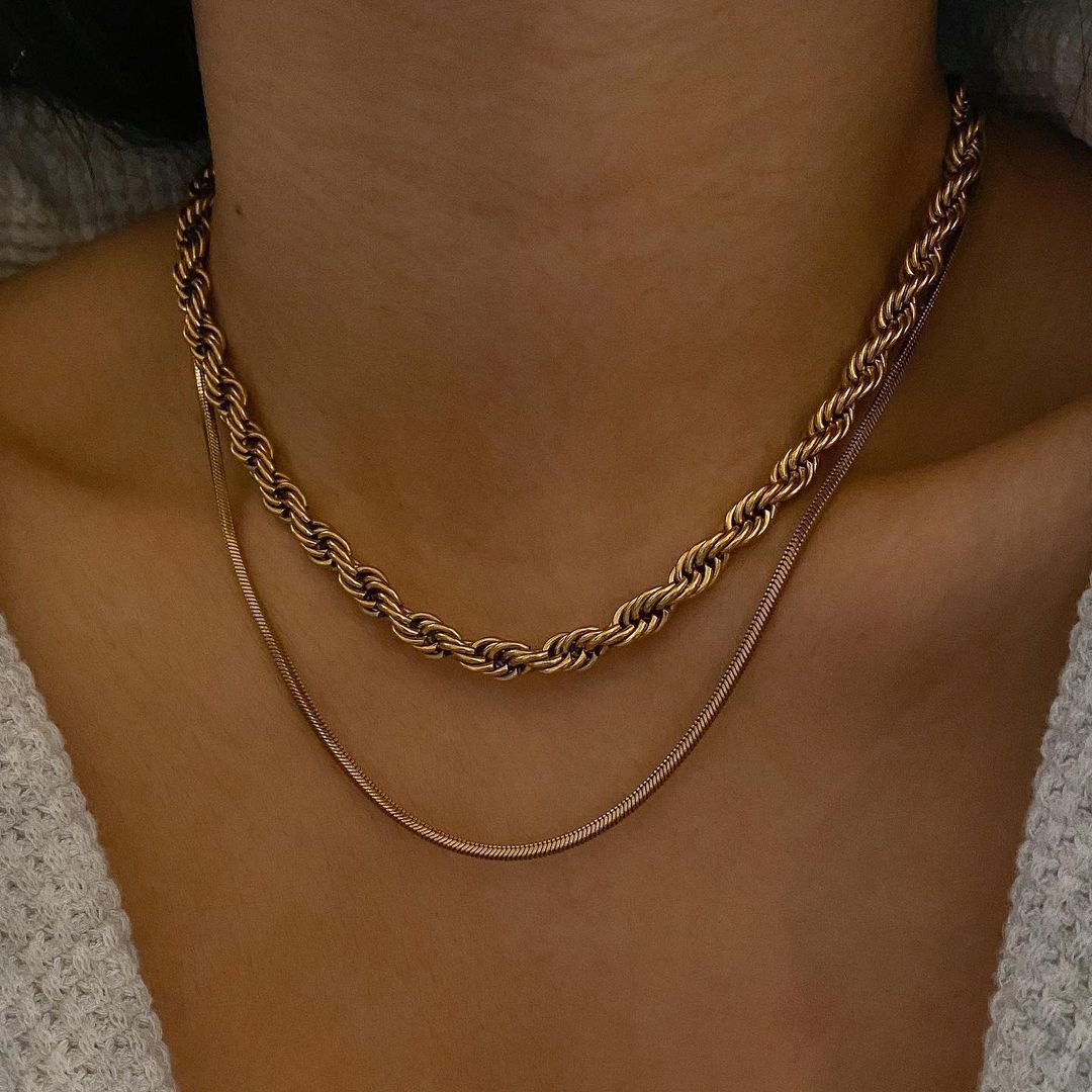 Barra de abalorio de cadena de cuerda chapada en acero de titanio minimalista hip-hop unisex