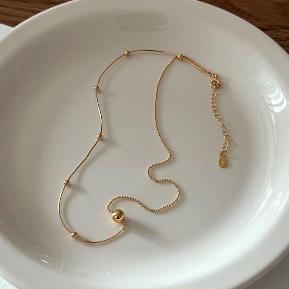 Collana minimalista in argento sterling 925, con catena a scatola, a serpente, a pois tondi geometrici