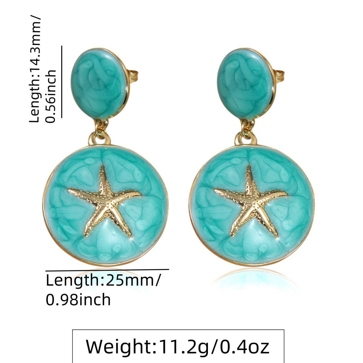 Luxury Casual Drip Oil Starfish Stainless Steel Earrings for Women
