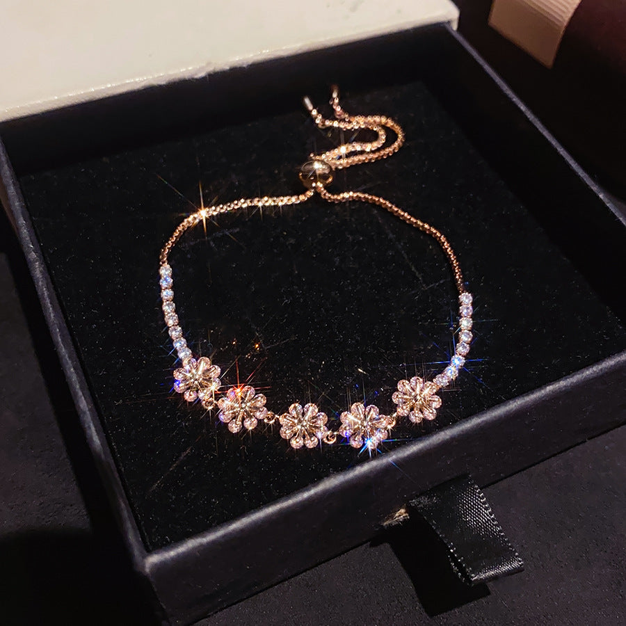 Luxury Elegant Geometric Alloy Plated Bracelet with Cubic Zirconia for Women
