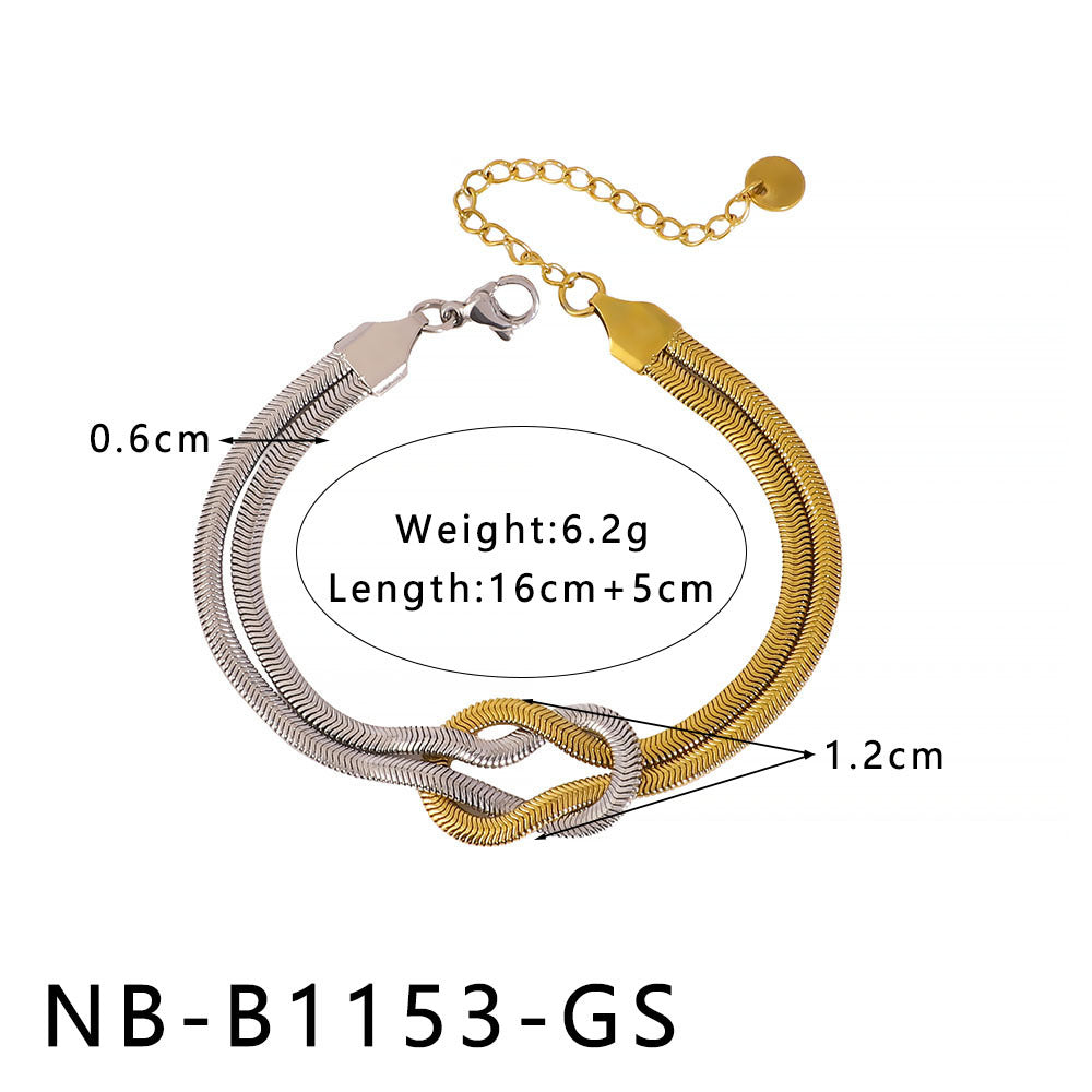 Minimalist Geometric Stainless Steel Snake Chain Necklace with 18K Gold Plating for Women